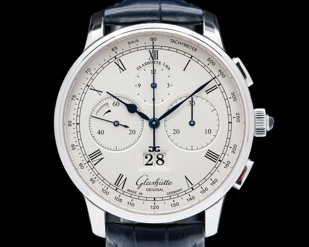 Glashutte Original Senator Chronograph Panorama Date / Silver Dial PT