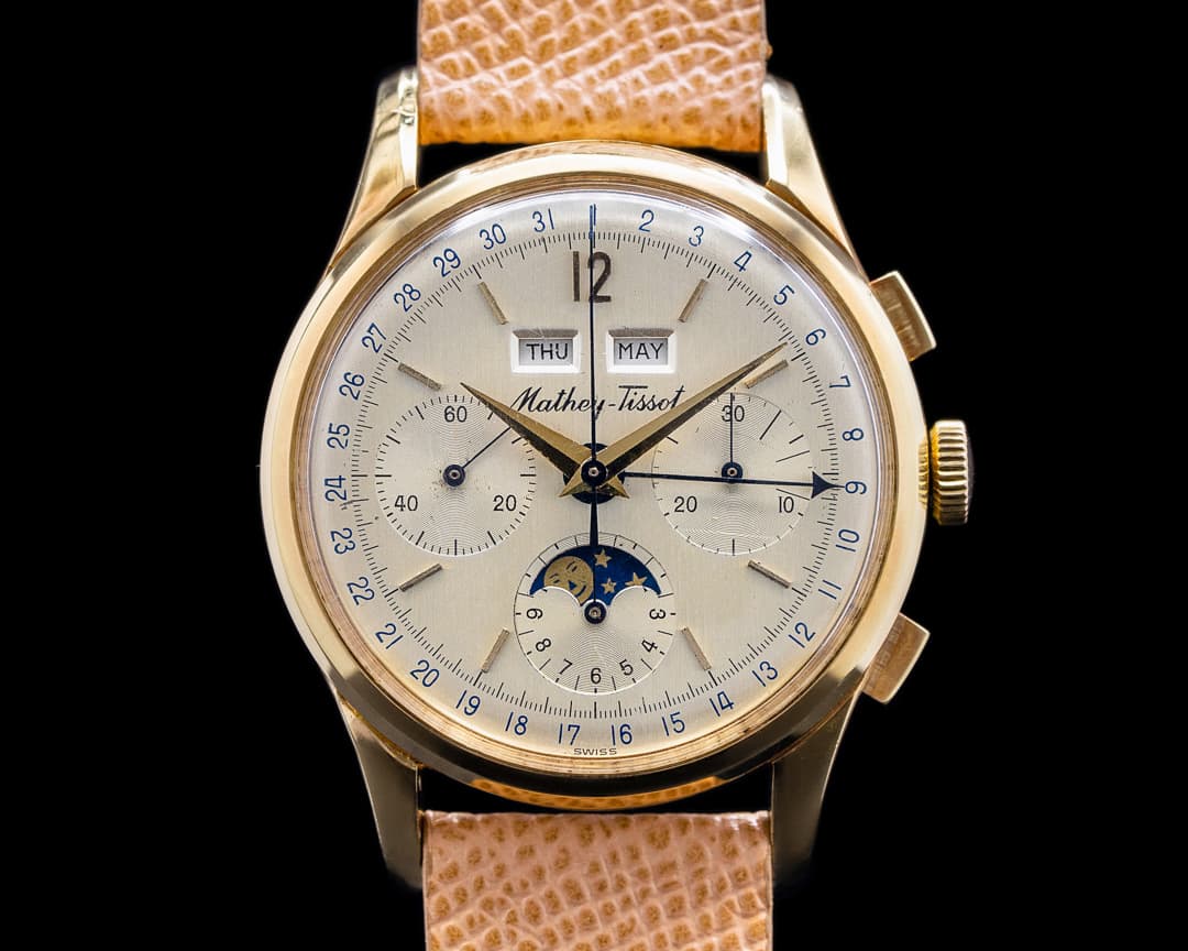 Mathey Tissot Vintage Triple Calendar Chronograph Moonphase Valjoux 88