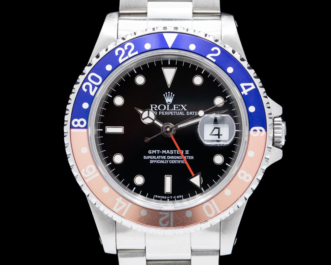 Rolex GMT Master II SS Red / Blue Pepsi Bezel FADED SHARP