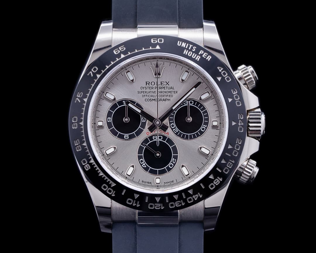 Rolex Daytona 116519 18K White Gold Ceramic Oysterflex Silver Dial 