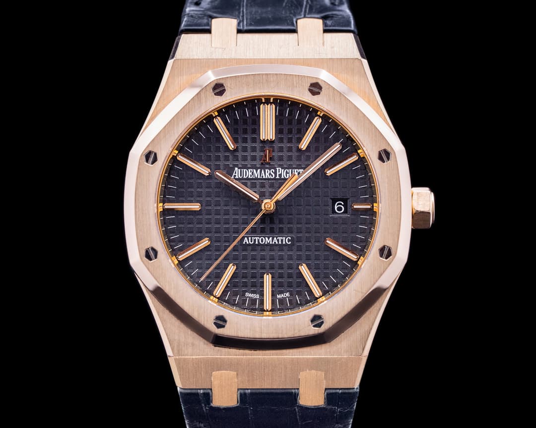 Audemars Piguet Royal Oak 15400OR Jumbo Black Dial 18K Rose Gold 