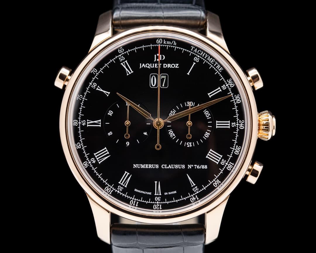 Jaquet Droz Astrale Rattrapante Chronograph 18k Rose Gold Black Dial