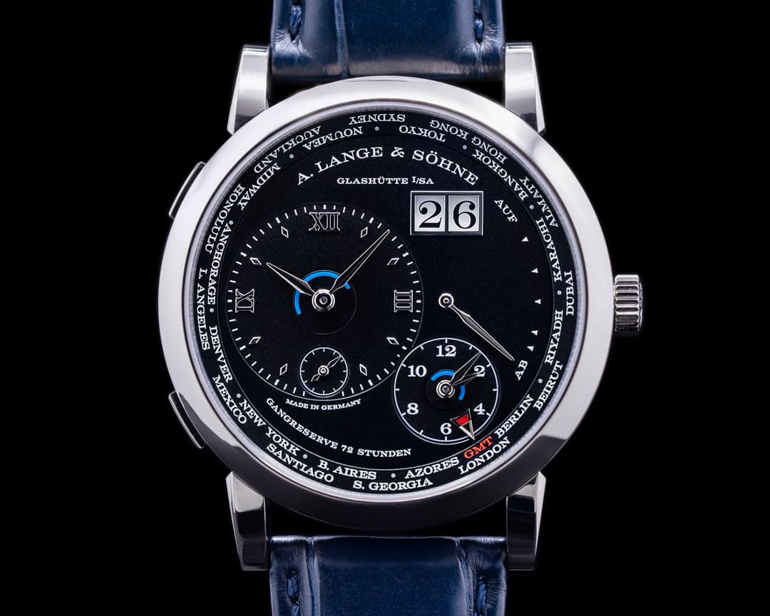 A. Lange and Sohne Lange 1 Time Zone 136.029 18K White Gold / Black Dial 2021
