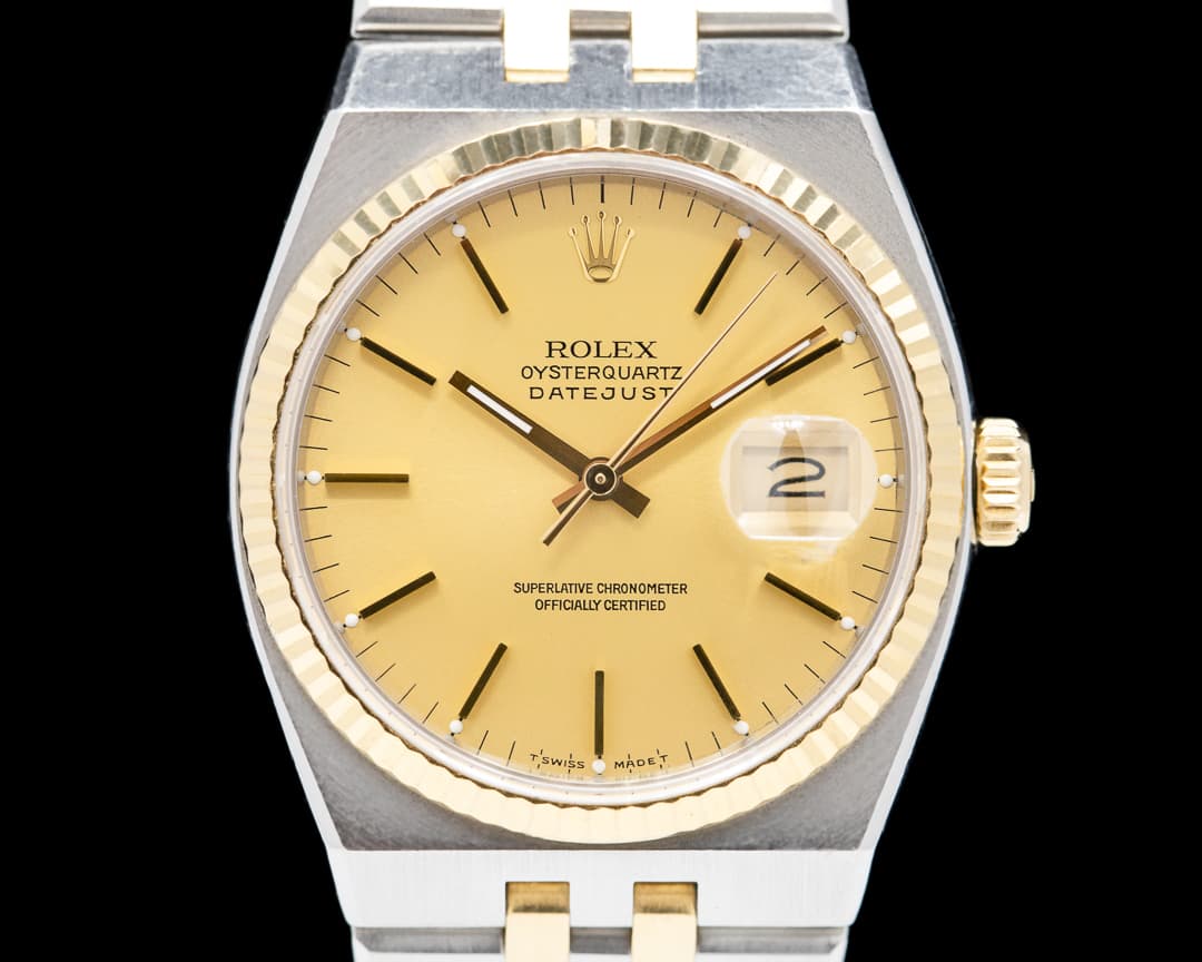 Rolex Two Tone OysterQuartz Champagne Dial FULL SET Circa 1988