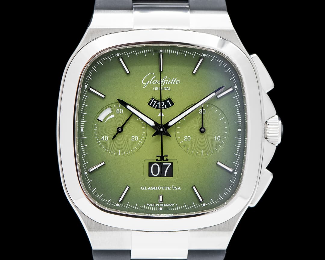 Glashutte Original Seventies Chronograph Panorama Date SS Green Dial