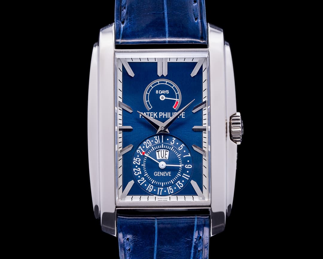 Patek Philippe Gondolo 8 Day Manual Wind Blue Dial 18K White Gold