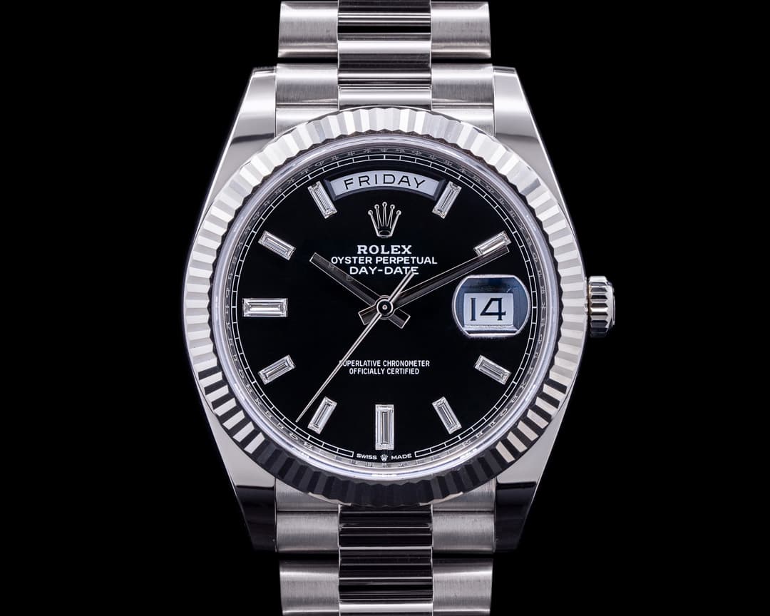 Rolex Day Date 228239 President 18K White Gold Black Baguette Dial 40MM 2022