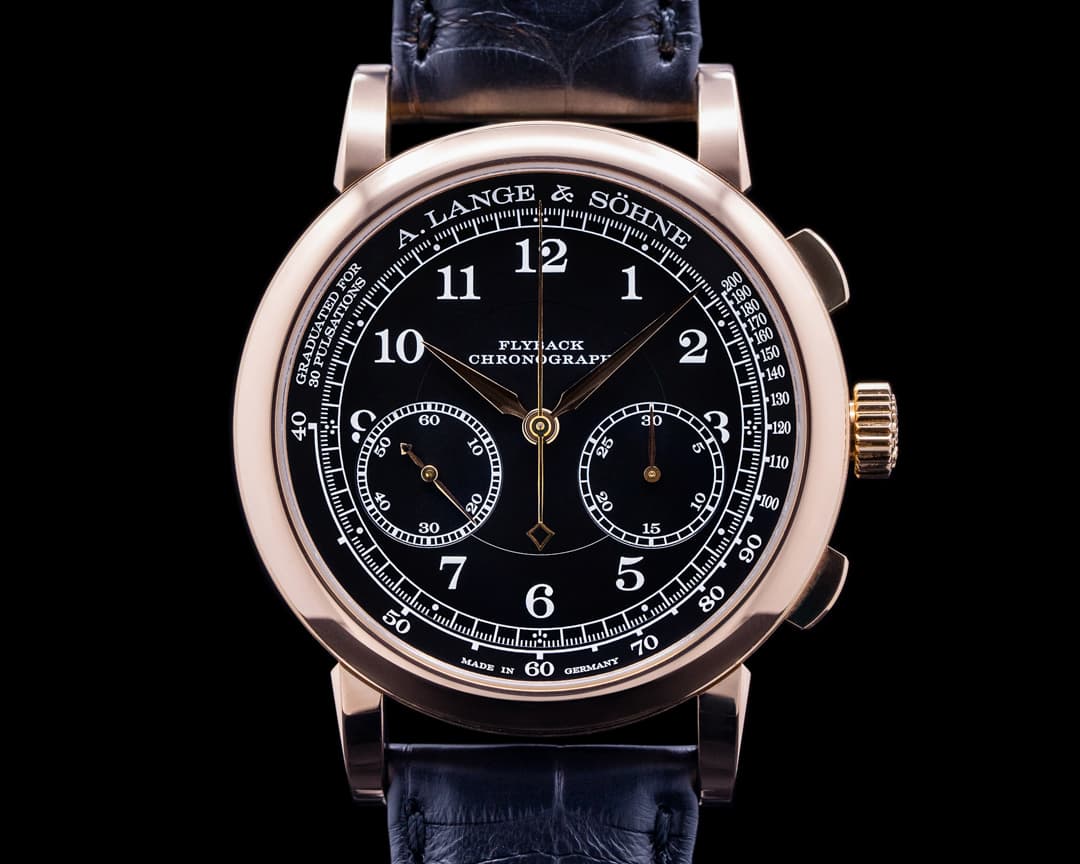 A. Lange and Sohne 1815 Flyback 414.031 Chronograph Black Dial 18K Rose Gold 