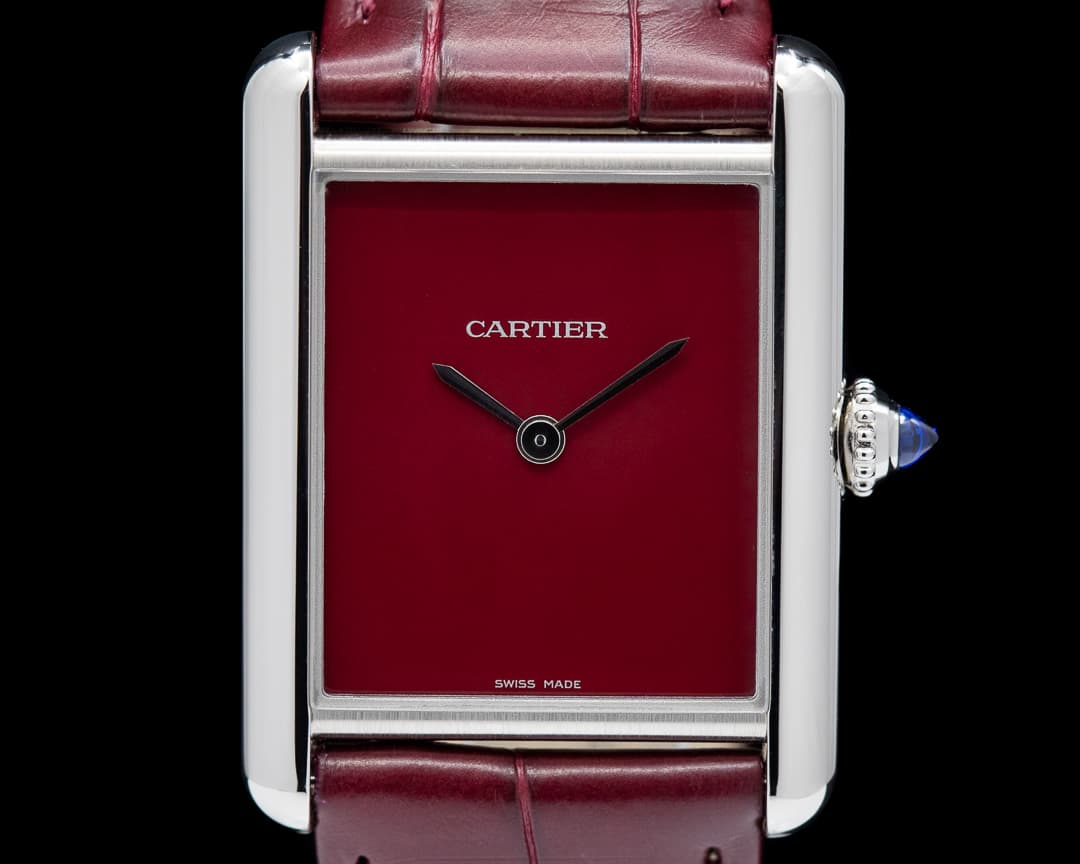 Cartier Tank Must Watch SS Large RED UNWORN