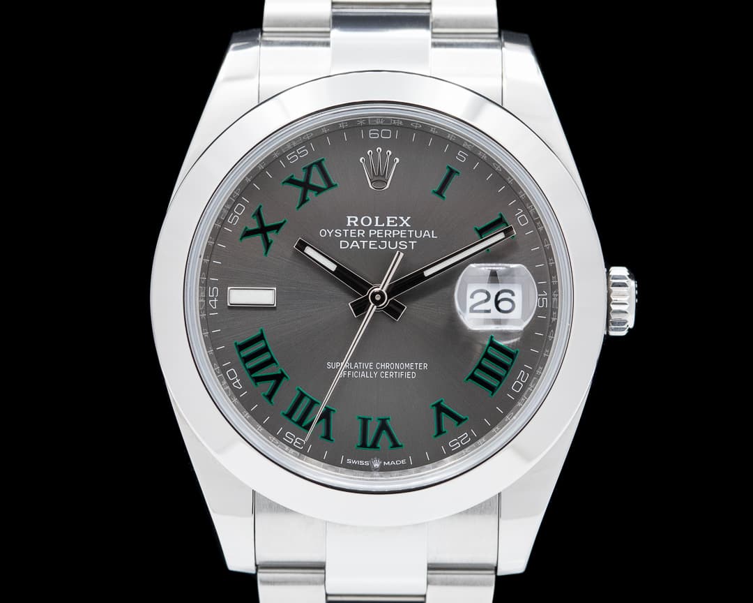 Rolex Datejust 41 126300 Wimbledon Slate Roman Dial SS 