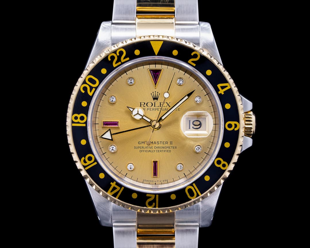 Rolex GMT Master II 16713 Champagne Serti Dial 18K / SS
