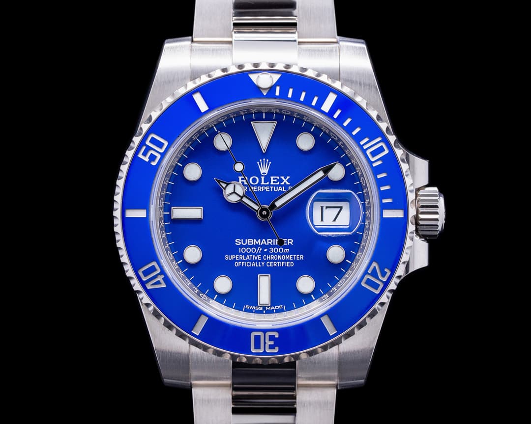 Rolex Submariner SMURF Date 116619LB 18K White Gold Blue Dial 
