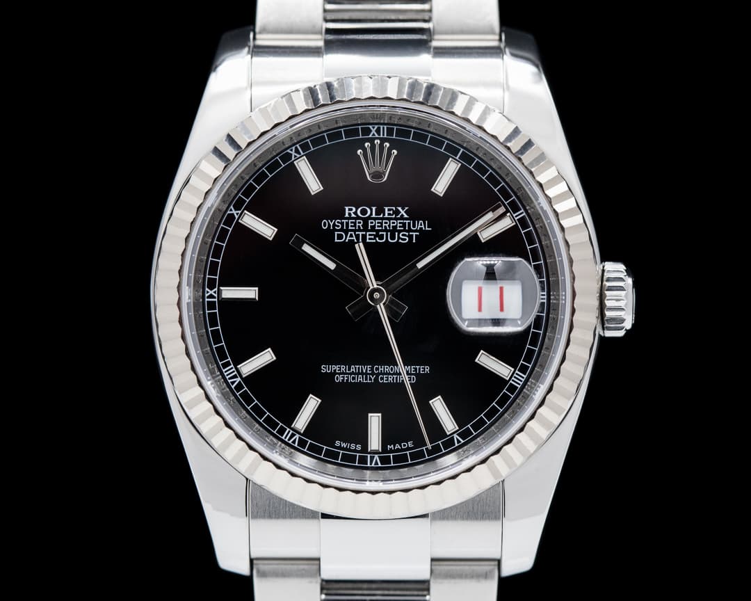 Rolex Datejust SS Oyster Black Stick Dial