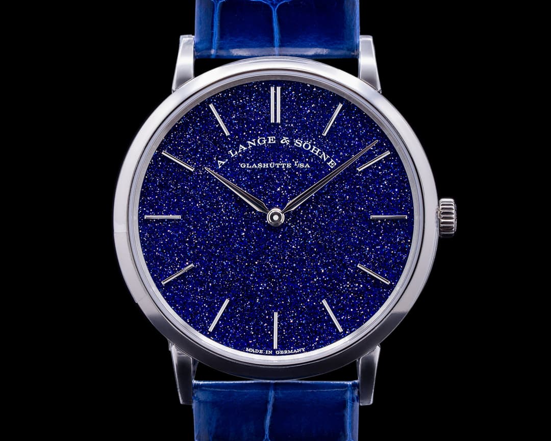 A. Lange and Sohne Saxonia Thin Manual Wind Blue Gold-Flux Dial 205.086