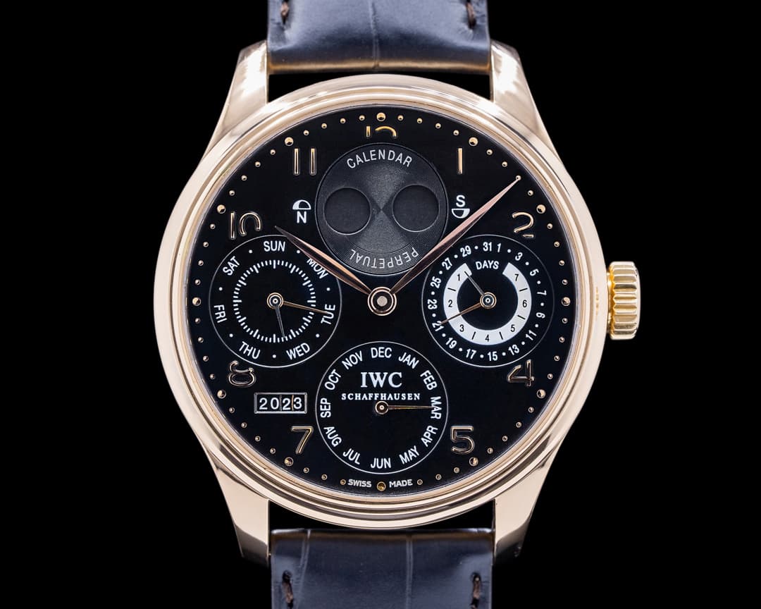 IWC Portuguese Perpetual Calendar 18K Rose Gold Black Dial