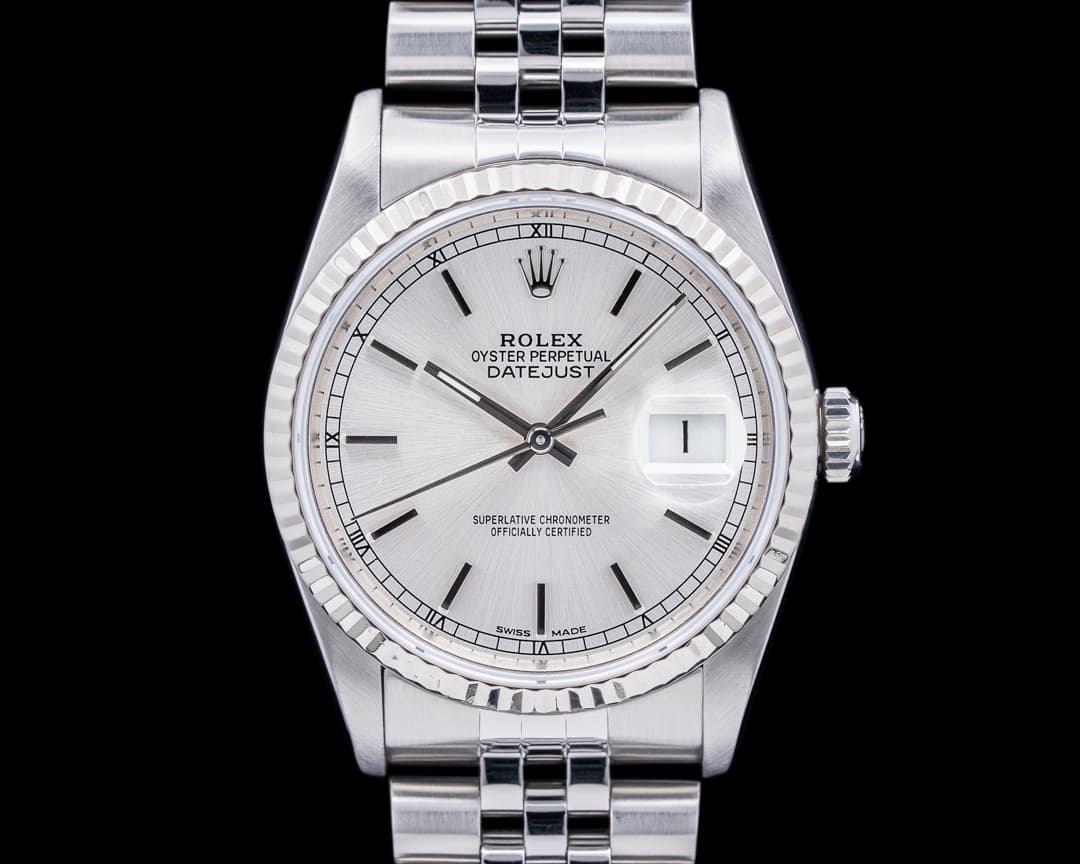 Rolex Datejust Silver Stick Dial SS FULL SET
