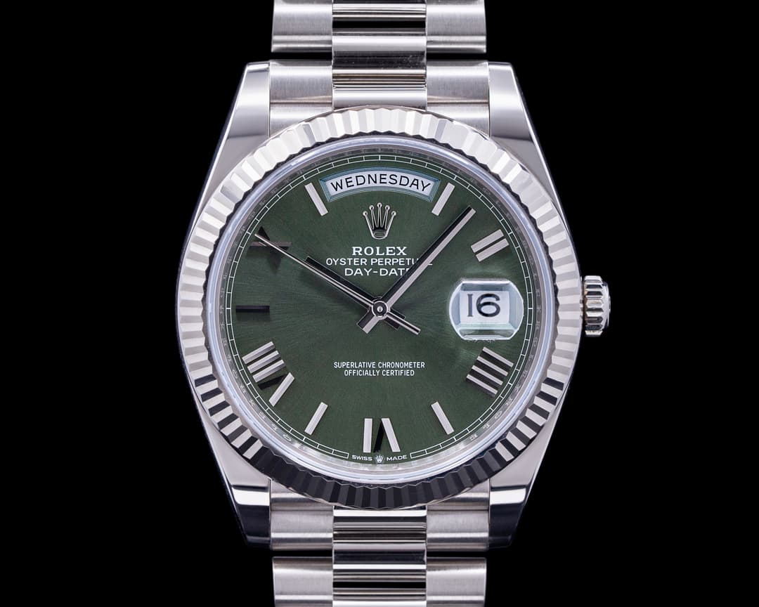 Rolex Day Date President 18K White Gold Green Dial 40MM