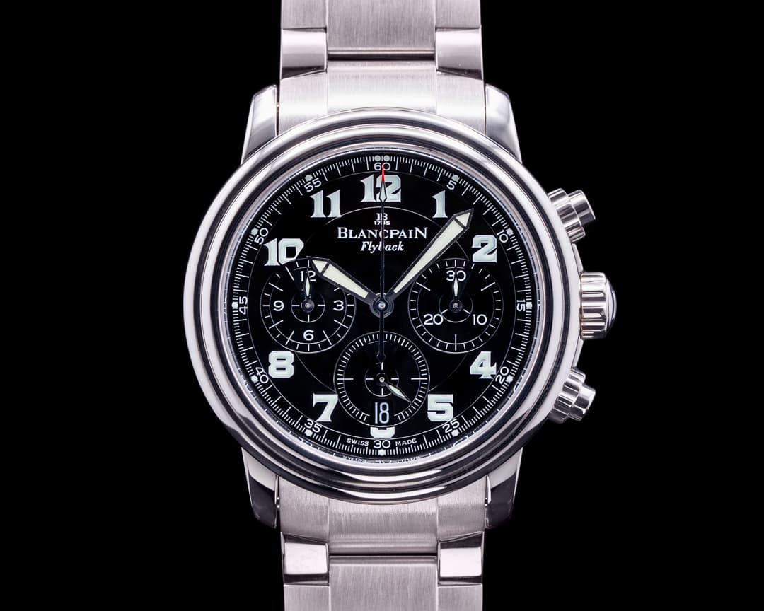 Blancpain Leman Flyback Chronograph Black Dial 18K White Gold 