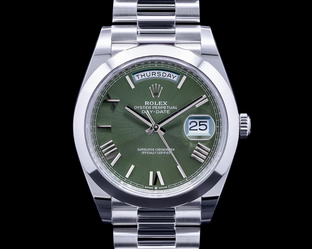 Rolex Day Date Platinum Olive Green Dial Roman Numeral 40MM 2021