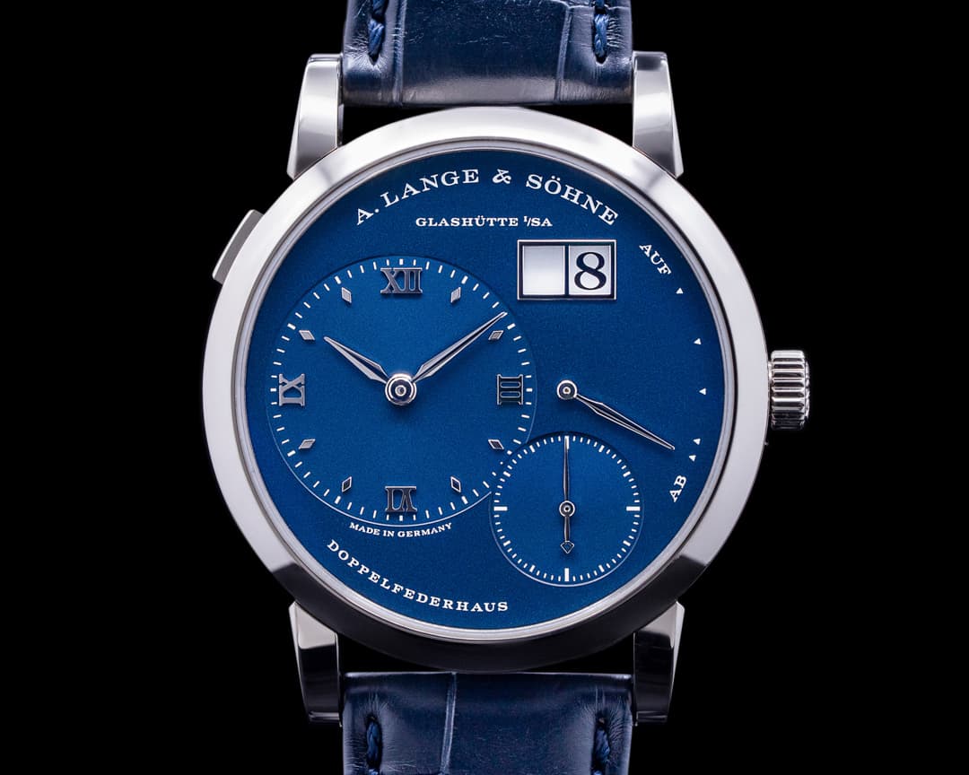 A. Lange and Sohne Lange 1 191.028 Blue Dial 18k White Gold DISCONTINUED RARE