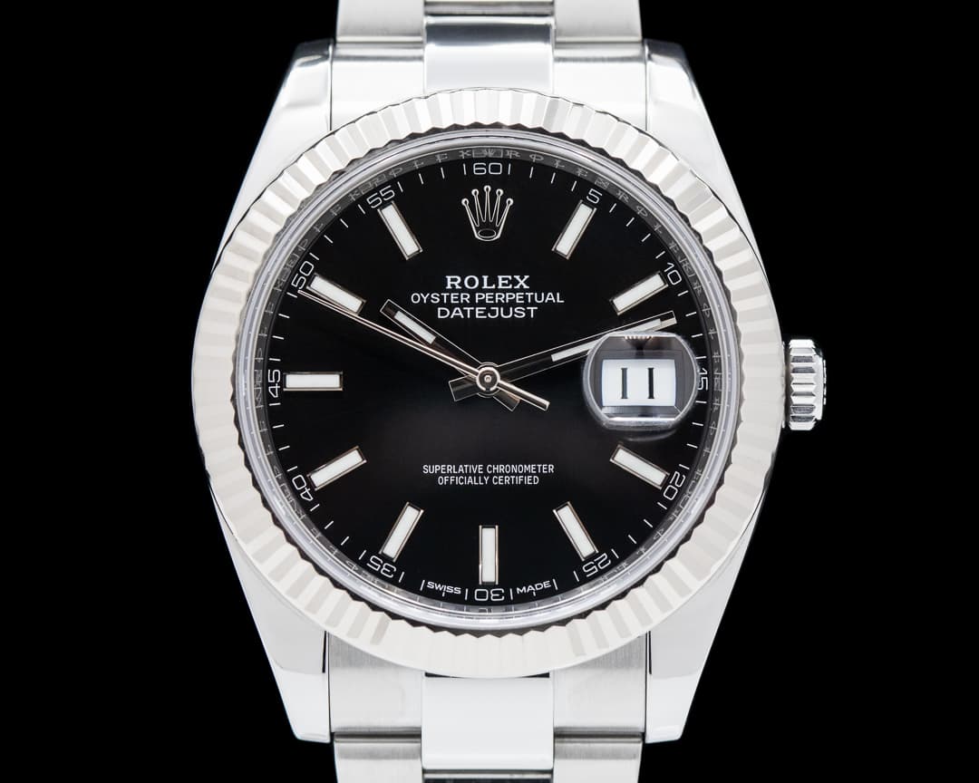 Rolex Datejust 41 Black Stick Dial SS / Oyster