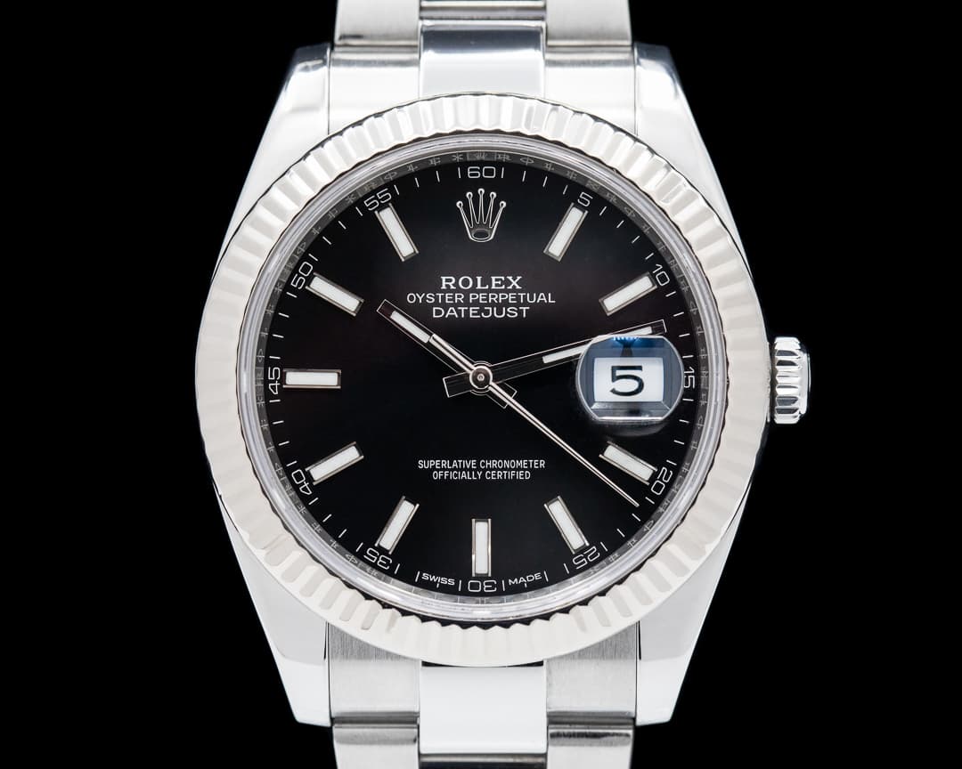 Rolex Datejust 41 Black Stick Dial SS / Oyster