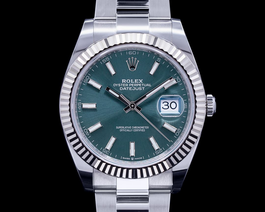 Rolex Datejust 41 Green Stick Dial SS / Oyster