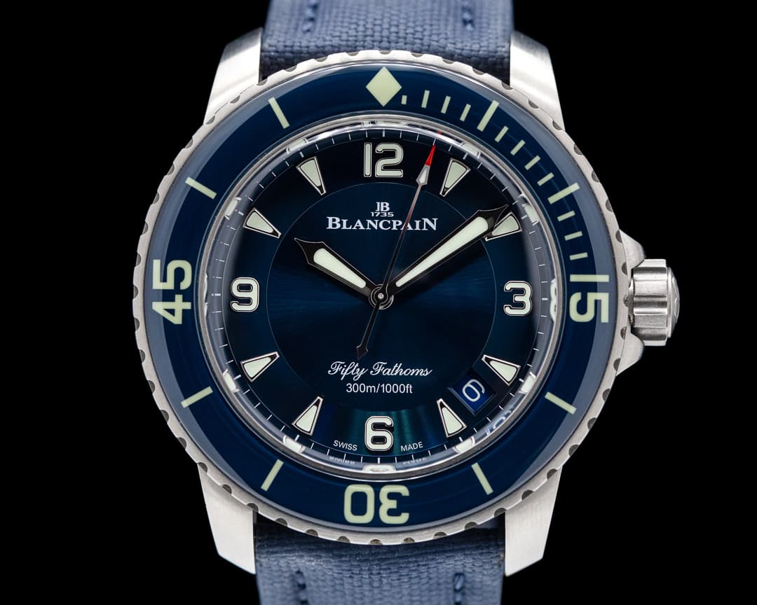 Blancpain Fifty Fathoms / Blue Dial Titanium case with Sail cloth 2022