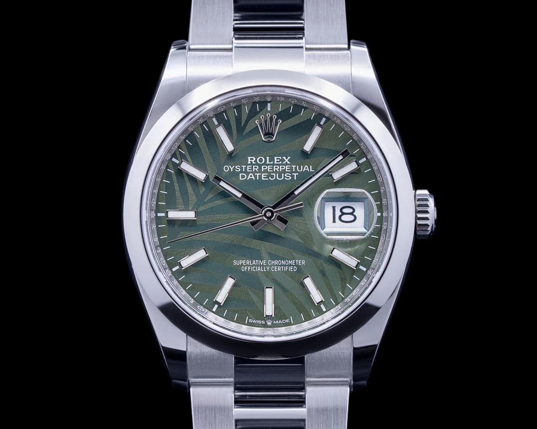 Rolex Datejust Green "Palm" Dial / Oyster Bracelet 