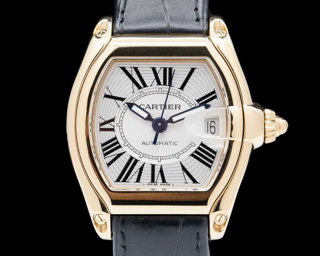 Cartier Roadster Automatic 18K Yellow Gold Silver Dial 