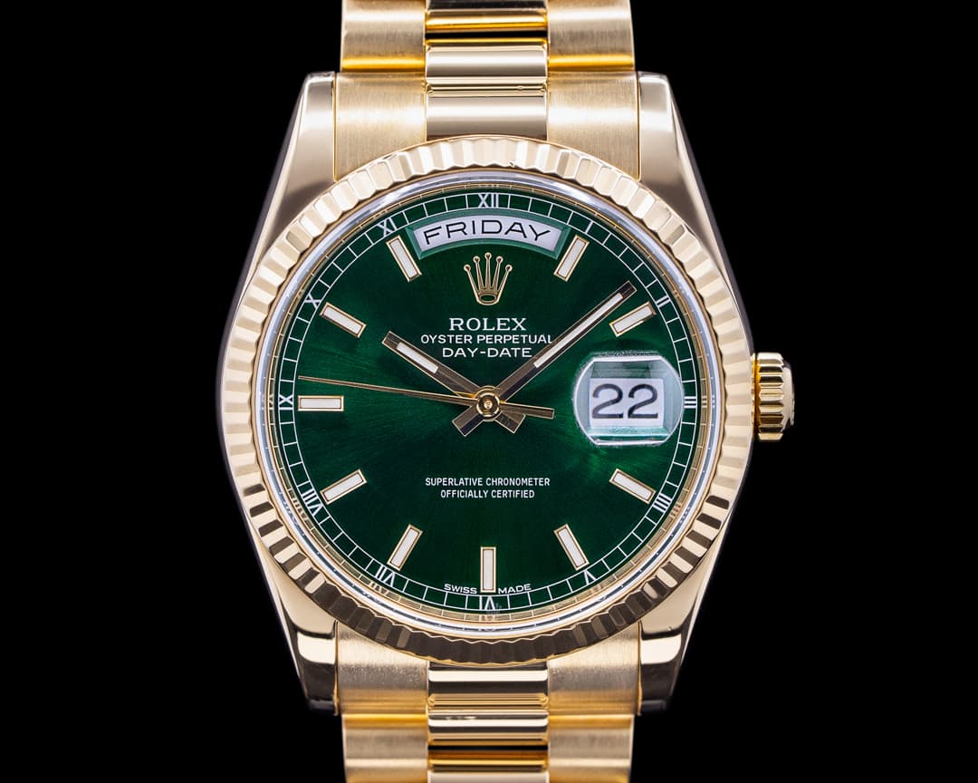Rolex Day Date President 118238 Green Dial 18K Yellow Gold 