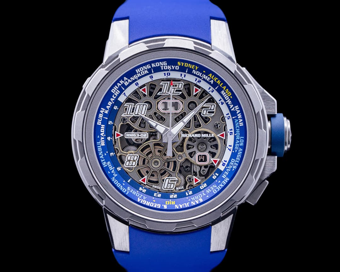 Richard Mille RM63-02 Automatic Winding Worldtimer Titanium FULL SET