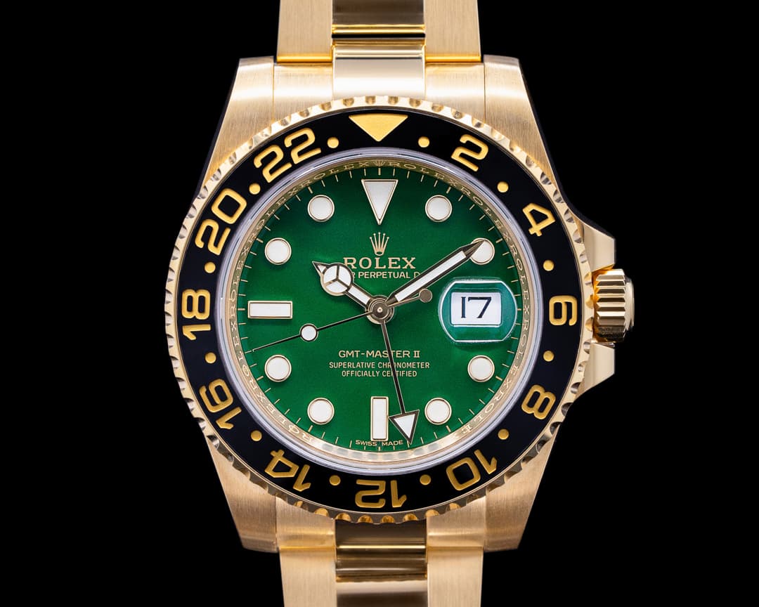 Rolex GMT Master II 116718 Green Dial 18K Yellow Gold / Bracelet