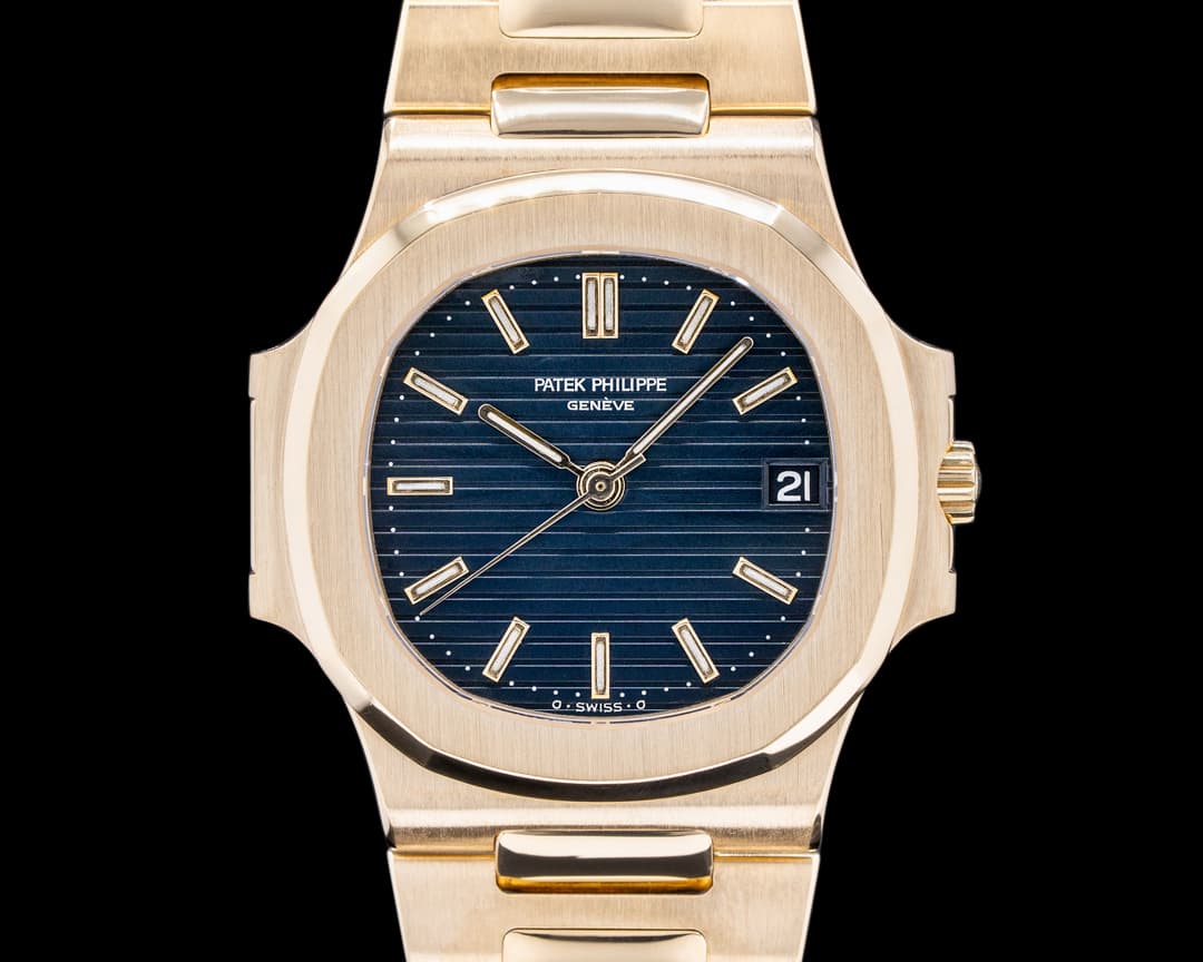 Patek Philippe Nautilus Automatic Blue Dial 18K YG NICE
