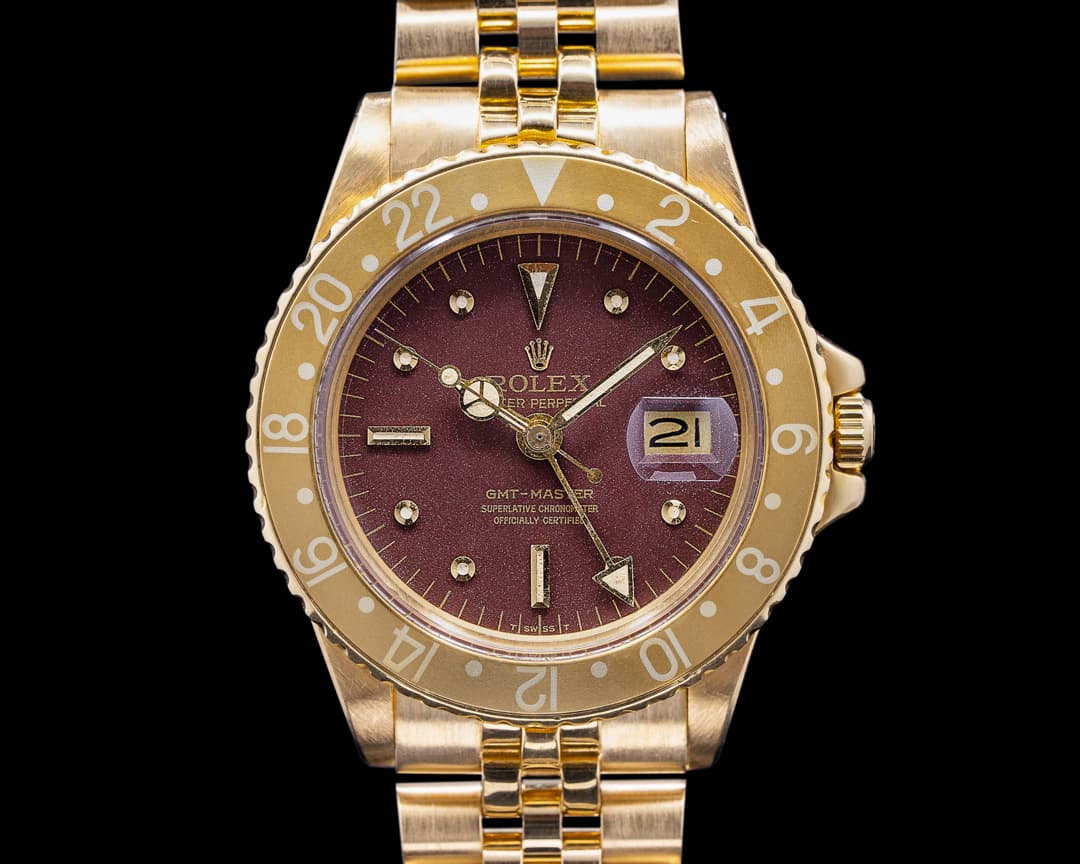 Rolex GMT Master 1675 Nipple Dial 18k Yellow Gold Jubilee Circa 1971