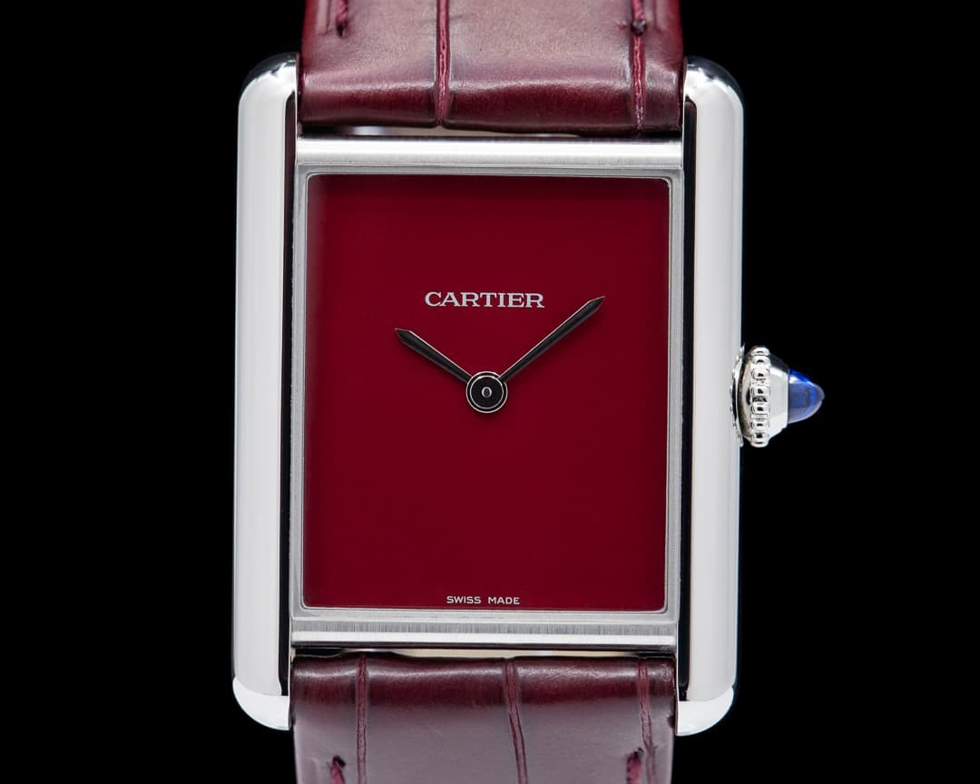 Cartier Tank Must Watch SS Large RED 