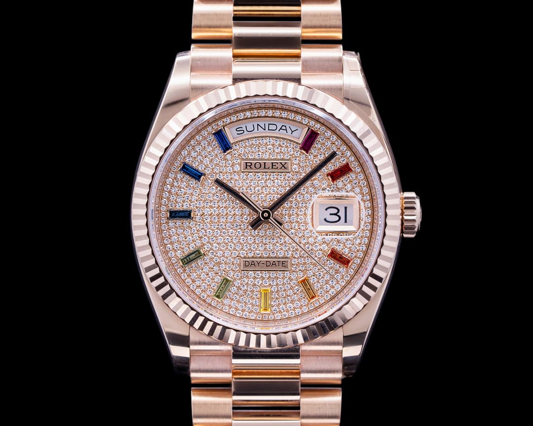 Rolex Day Date President 36MM 128235 RAINBOW 18K Rose Gold  