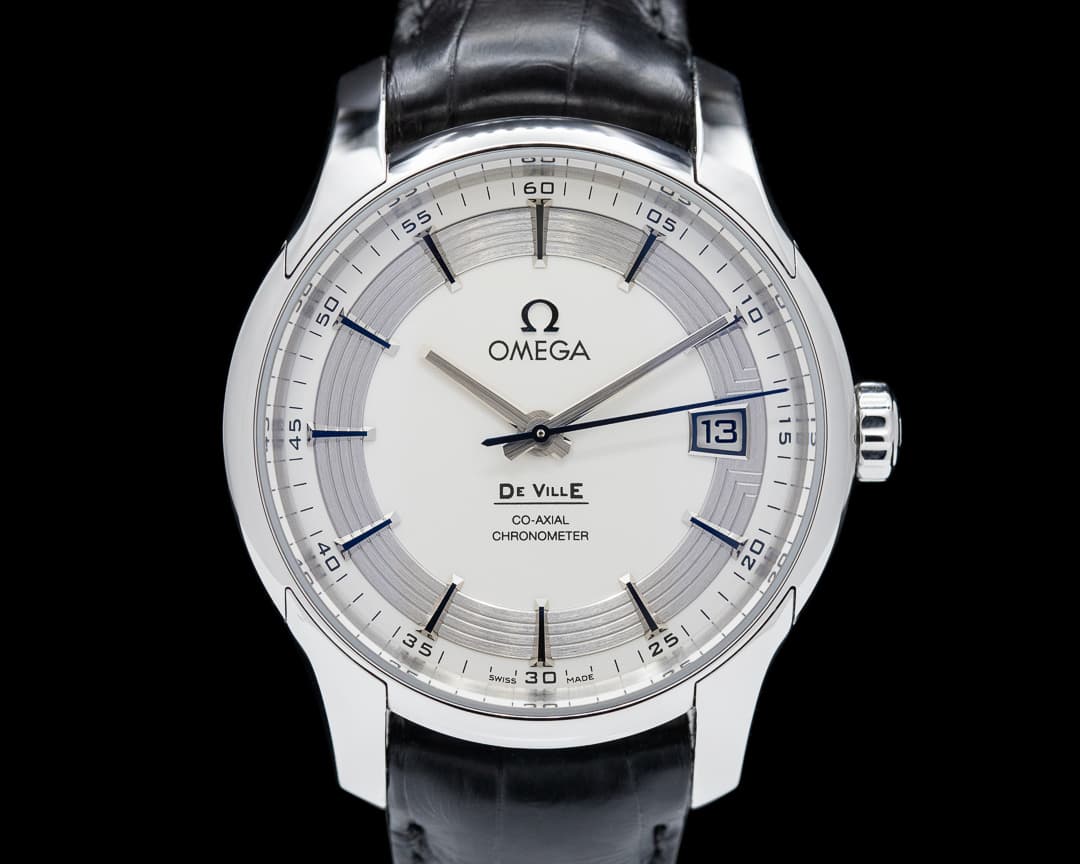 Omega De Ville Co-Axial Hour Vision Silver Dial SS / Alligator 
