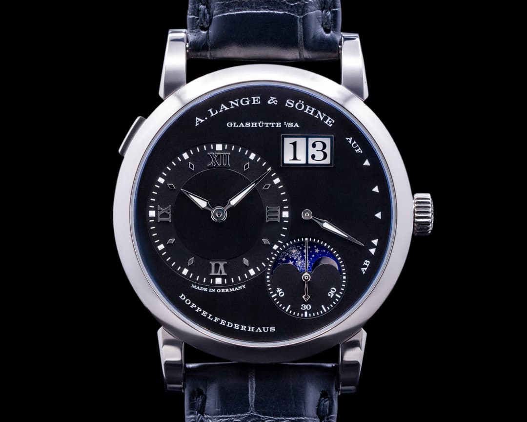 A. Lange and Sohne Lange 1 Moon 192.029 18K White Gold Black Dial