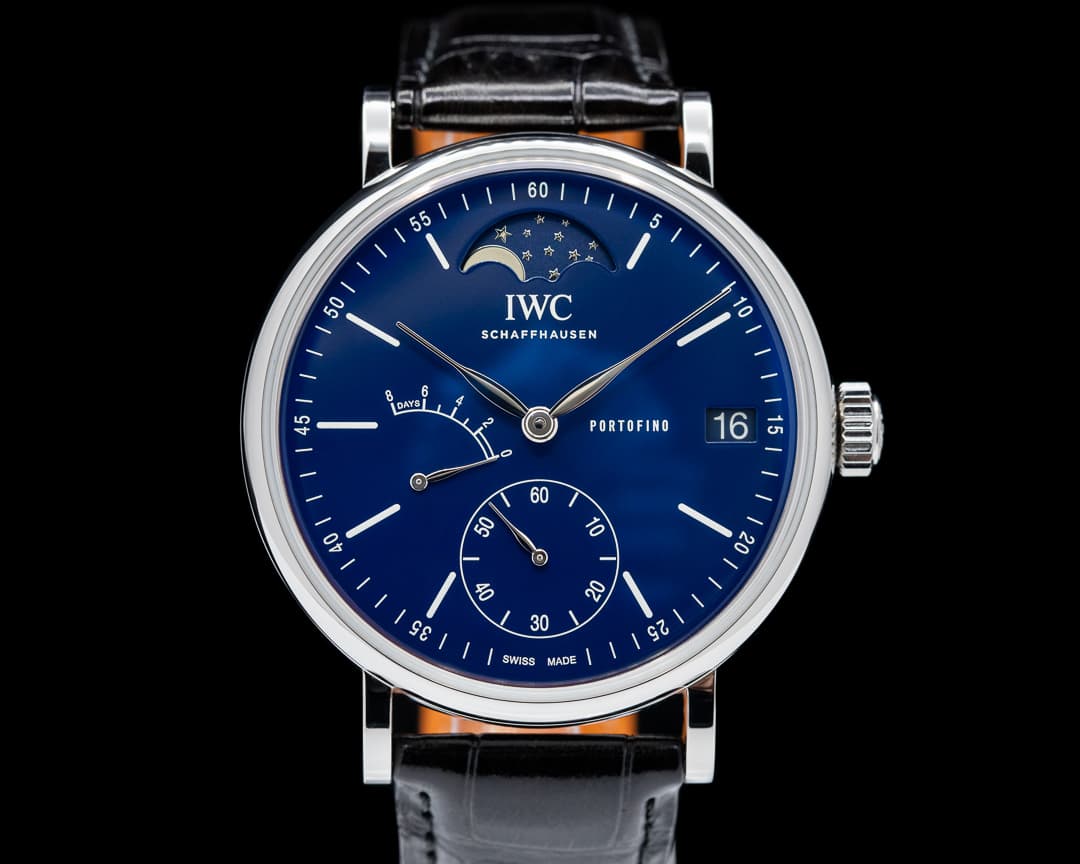 IWC Portofino Hand Wound Eight Days SS Blue Dial 150 Years LIMITED