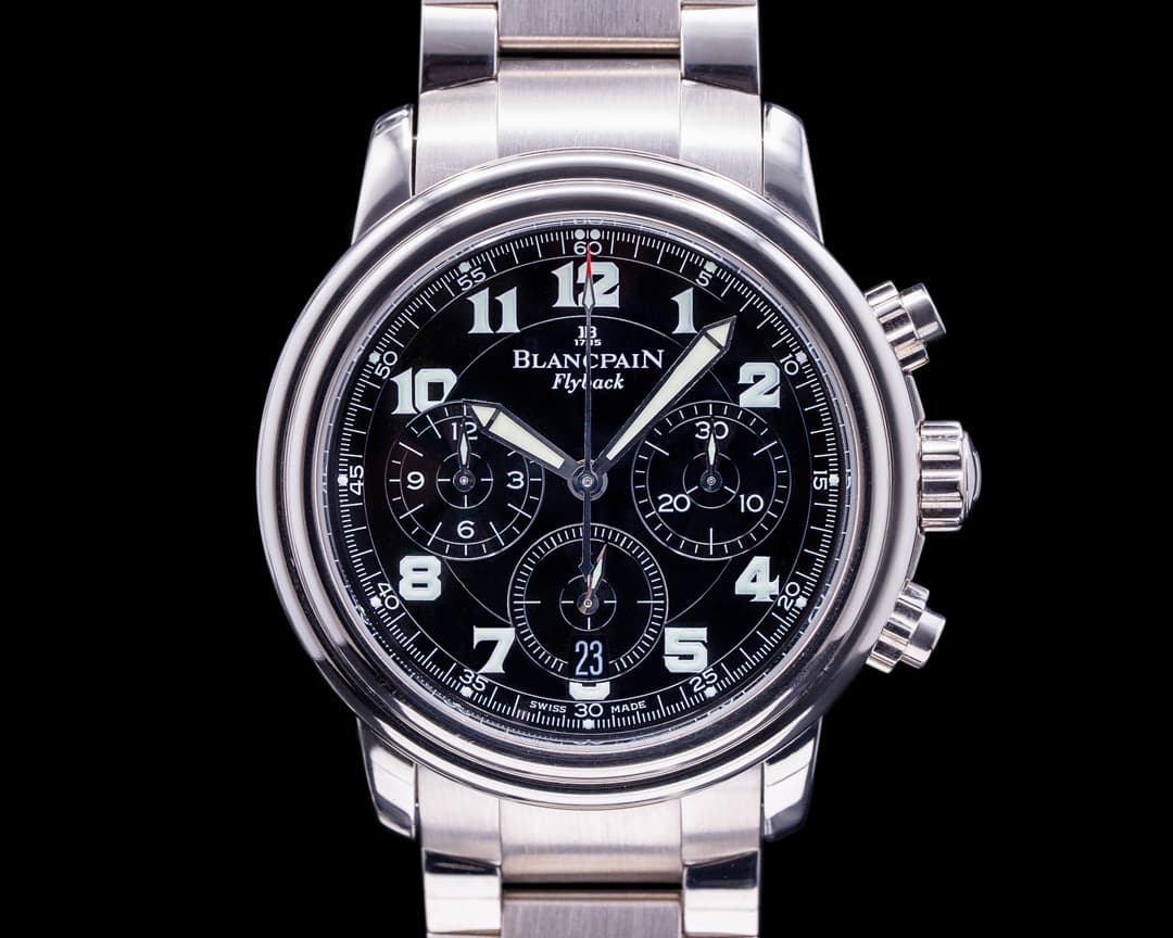 Blancpain Leman Flyback Chronograph Black Dial 18K White Gold 