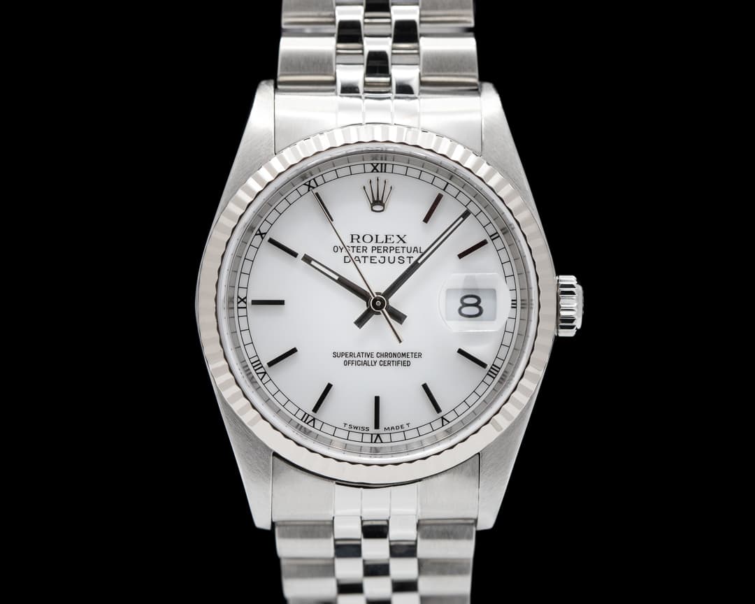 Rolex Datejust White Stick Dial SS Jubilee