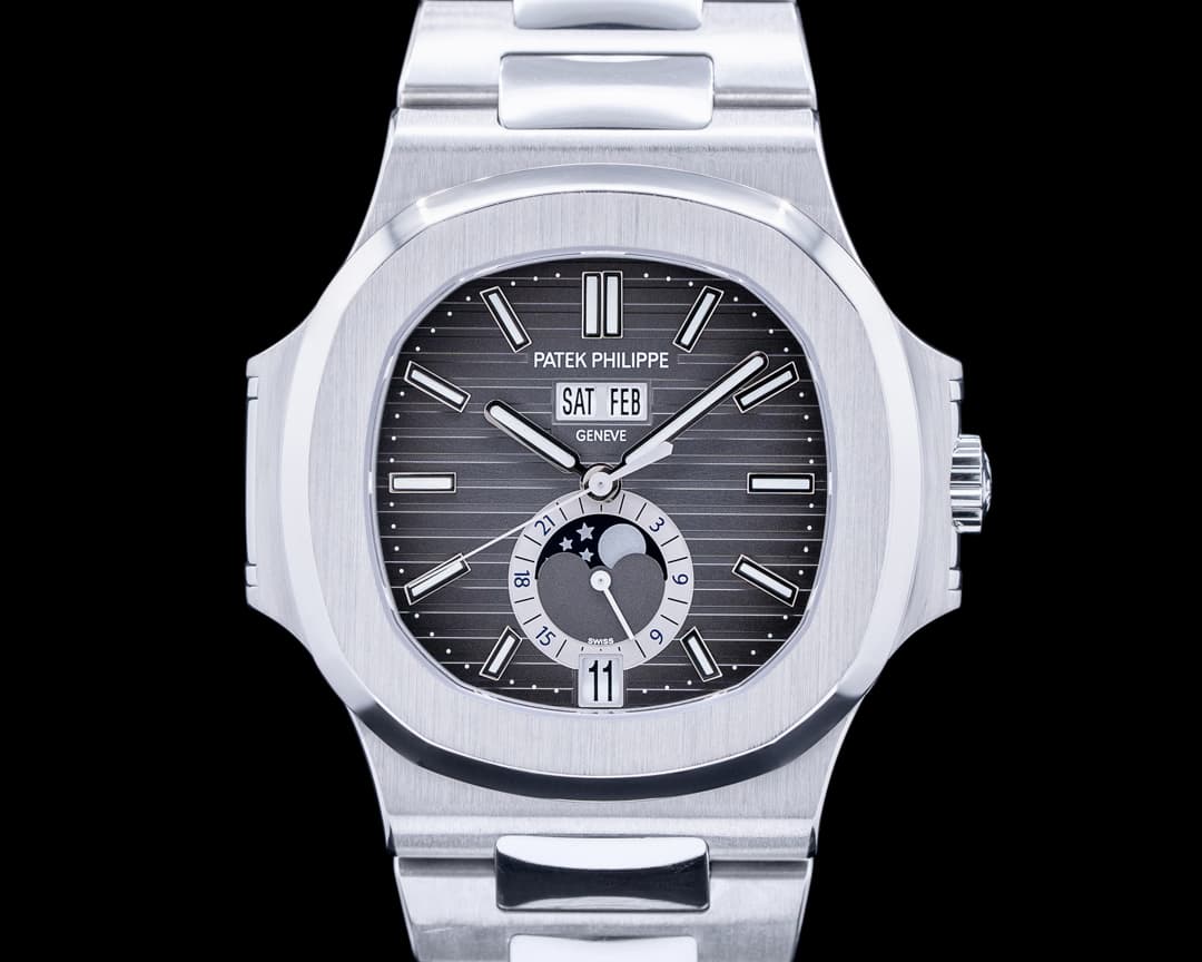 Patek Philippe Nautilus Annual Calendar Moon Grey Dial SS / Bracelet 