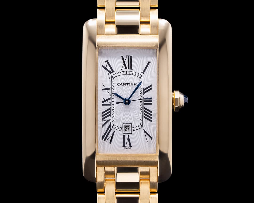 Cartier Tank Americaine 1725 Medium Mens 18K Yellow Gold