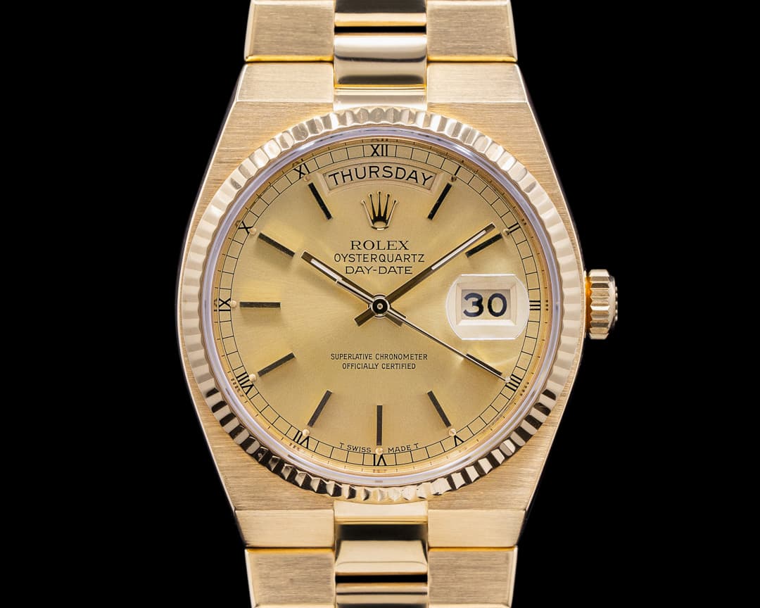 Rolex OysterQuartz Day Date 18K Yellow Gold / Champagne Dial 