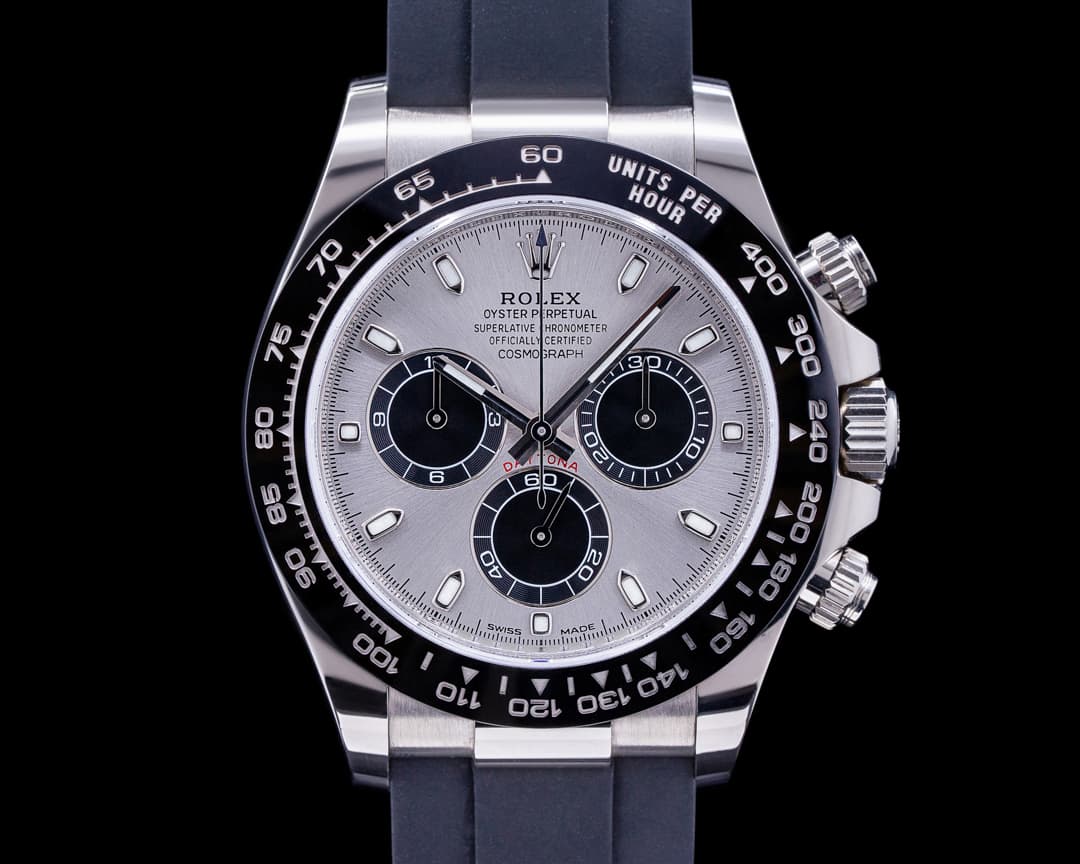Rolex Daytona 116519 18K White Gold Ceramic Oysterflex Silver Dial