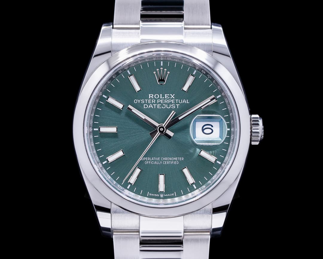 Rolex Datejust 126200 Mint Green Stick Dial / Oyster Bracelet 2022 UNWORN