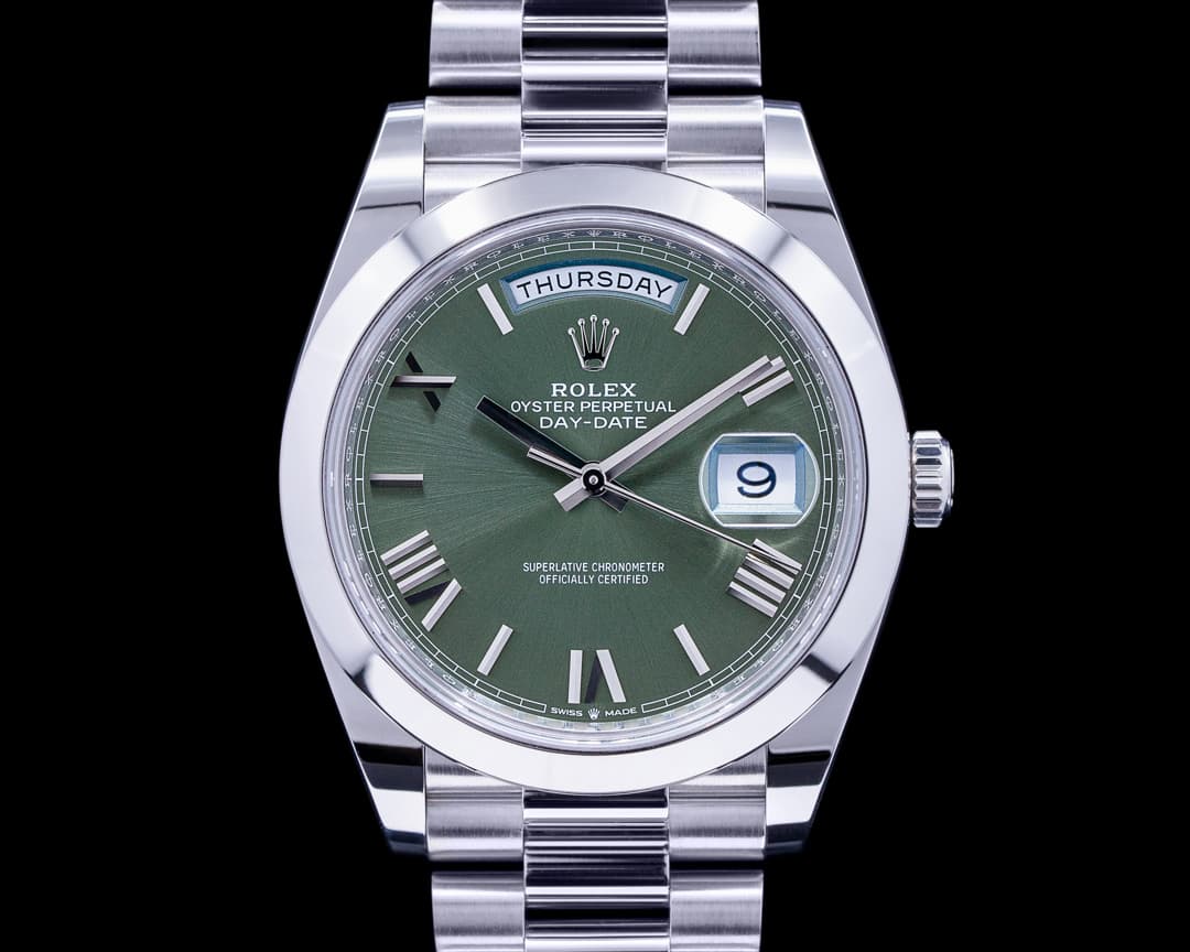 Rolex Day Date Platinum Olive Green Dial Roman Numeral 40MM 2021