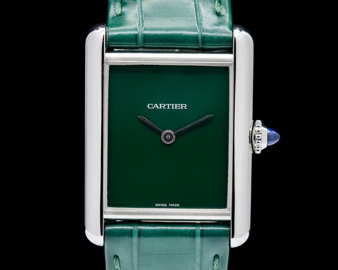 Cartier Tank Must Watch SS Large GREEN UNWORN