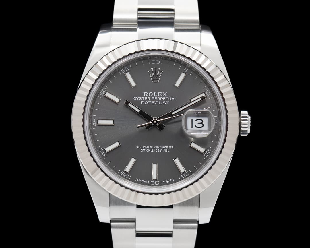 Rolex Datejust 41 Dark Rhodium Stick Dial SS / Oyster